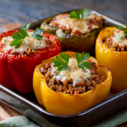 Gefüllte Paprika mit Hackfleisch und Frischkäse