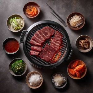Korean-BBQ schön auf dem Grill angerichtet